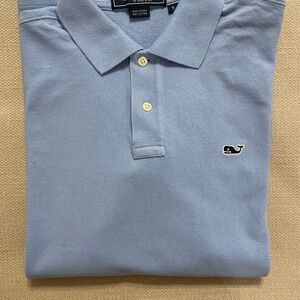 Vineyard Vines Polo Shirt Mens Medium Blue Cotton Whale Short Sleeve Shep & Ian‎